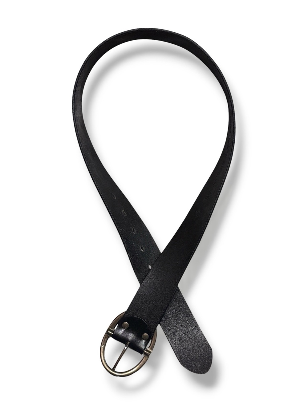 BANANA REPUBLIC Black Western Scrollwork Tooled Leather Belt Oval Brass Buckle - Picture 9 of 11